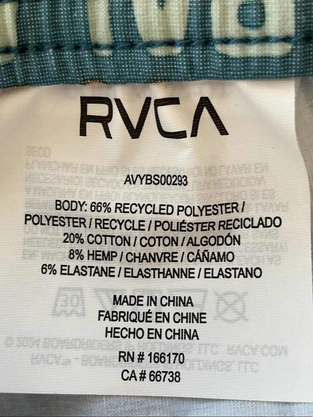 RVCA Teal and Orange Graphic Volley Swim Shorts